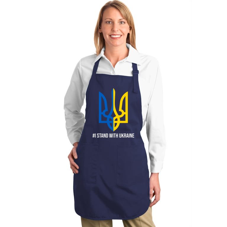 Ukraine Strong I Stand With Ukraine Full-Length Apron With Pockets