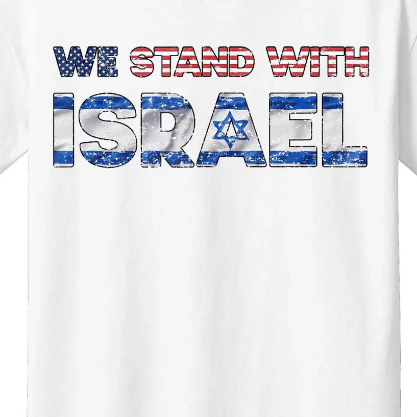 Usa Support Israel We Stand With Israel Idf American Flag Kids T-Shirt