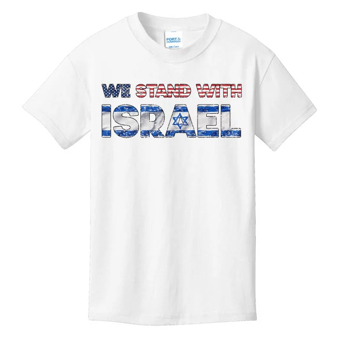 Usa Support Israel We Stand With Israel Idf American Flag Kids T-Shirt