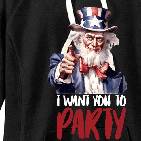 Uncle Sam I Want You To Party Women's Fleece Hoodie