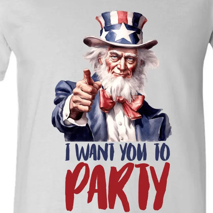 Uncle Sam I Want You To Party V-Neck T-Shirt