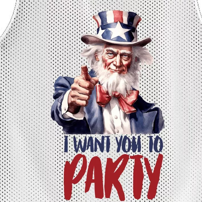 Uncle Sam I Want You To Party Mesh Reversible Basketball Jersey Tank