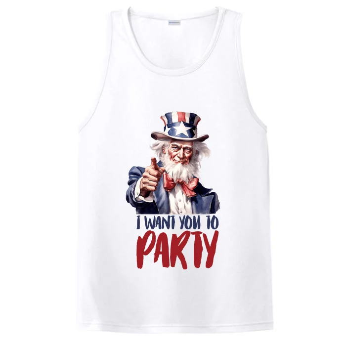 Uncle Sam I Want You To Party Performance Tank