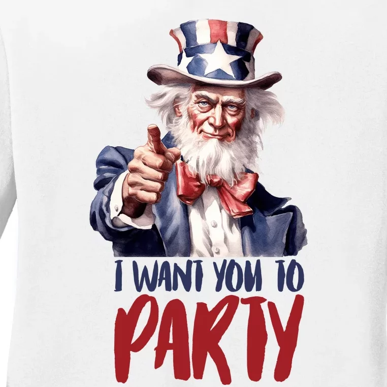 Uncle Sam I Want You To Party Ladies Long Sleeve Shirt