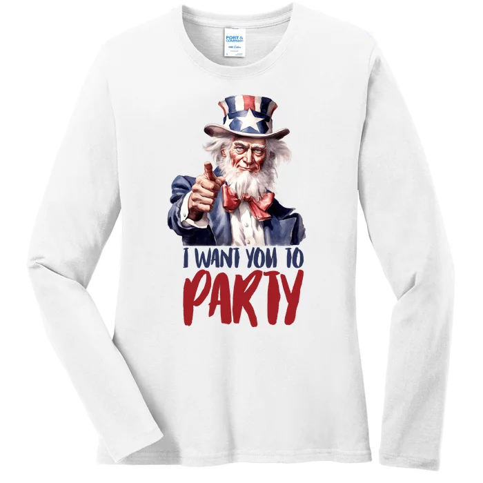 Uncle Sam I Want You To Party Ladies Long Sleeve Shirt