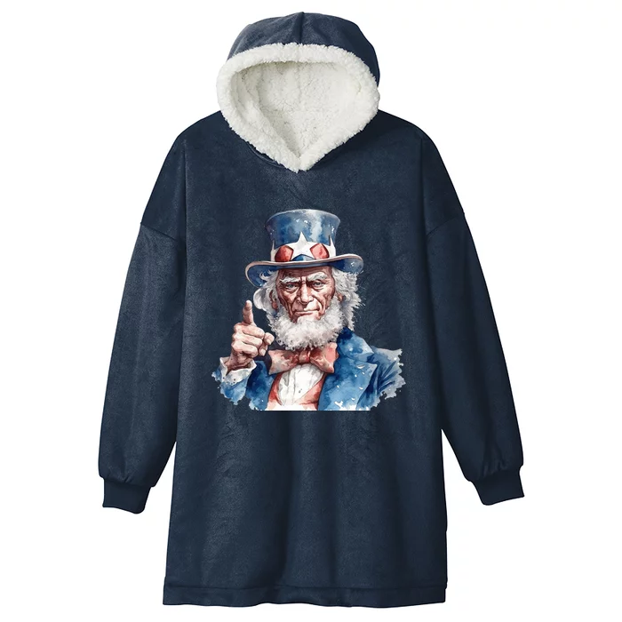 Uncle Sam I Want You Independence Day Hooded Wearable Blanket