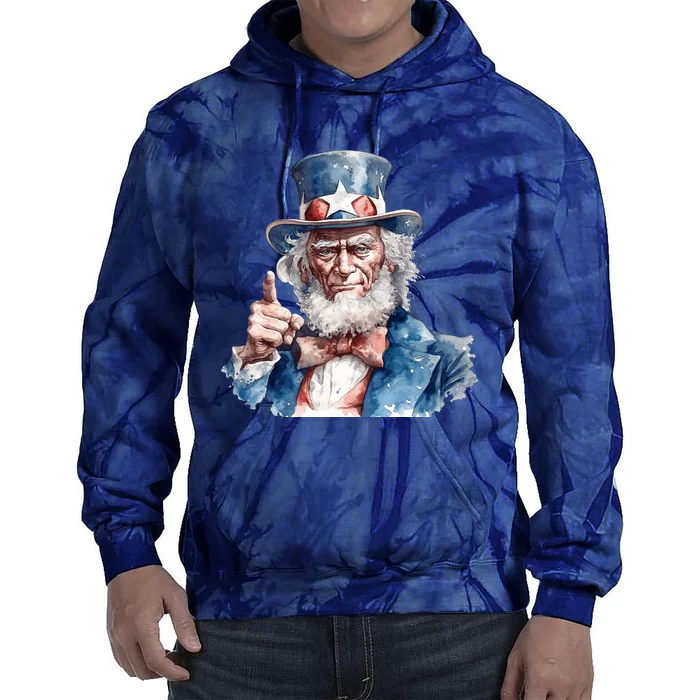 Uncle Sam I Want You Independence Day Tie Dye Hoodie