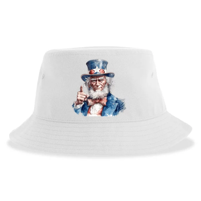 Uncle Sam I Want You Independence Day Sustainable Bucket Hat