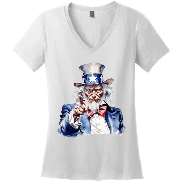 Uncle Sam I Want You | Uncle Sam Day Women's V-Neck T-Shirt