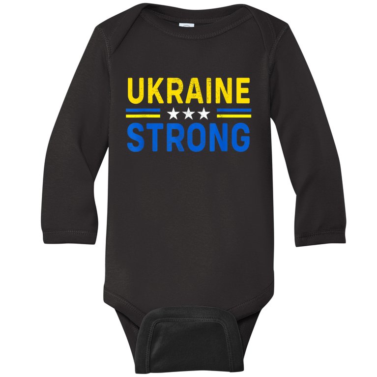 Ukraine Strong , I Stand With Ukraine , Support Ukraine Baby Long Sleeve Bodysuit