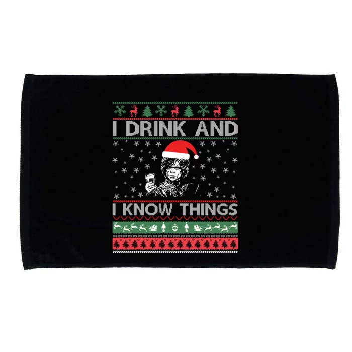 Ugly Sweater I And I Know Things Funny Gift Microfiber Hand Towel