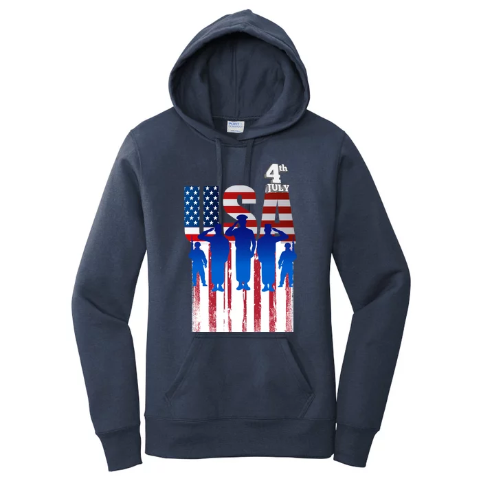 Usa Service July 4th Fourth Veterans Patriotic America Cool Gift Women's Pullover Hoodie