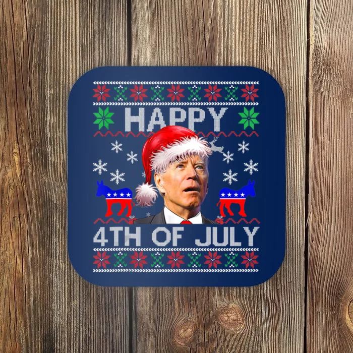 Ugly Santa Joe Biden Happy 4th Of July Christmas Coaster