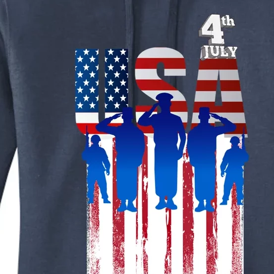 Usa Service July 4th Fourth Veterans Patriotic America Cool Gift Women's Pullover Hoodie