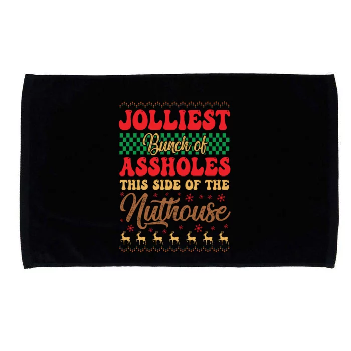 Ugly Sweater Jolliest Bunch Of Assholes This Side Gift Funny Xmas Microfiber Hand Towel