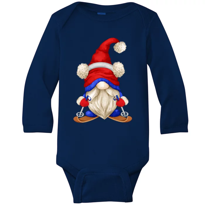 Unique Ski Lover Winter Gnome Graphic And Ski Dad Meaningful Gift Baby Long Sleeve Bodysuit