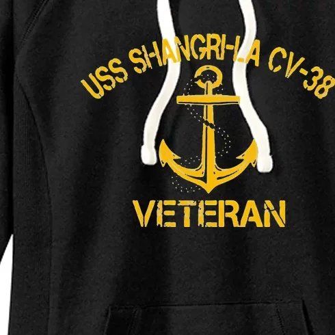 Uss Shangri La Cv 38 Aircraft Carrier Veteran Veterans Day Women's Fleece Hoodie