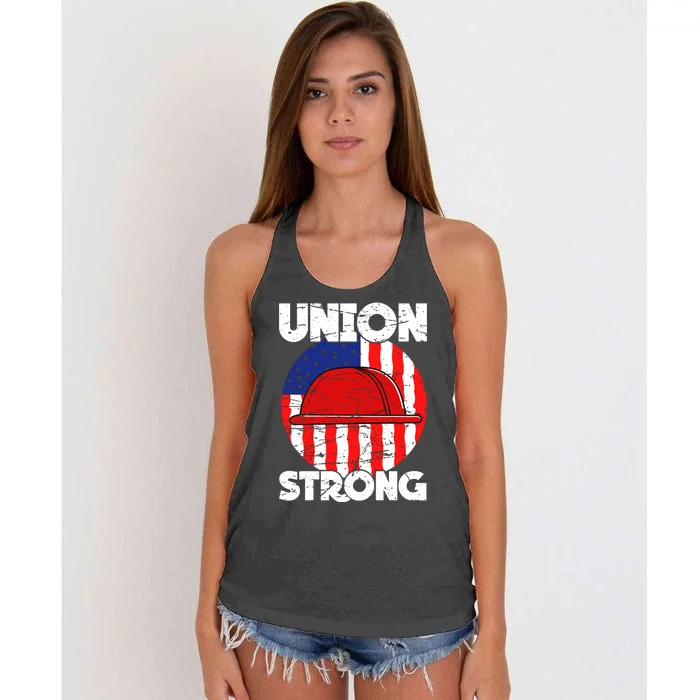 Union Strong Labor Day Graphic Women's Knotted Racerback Tank