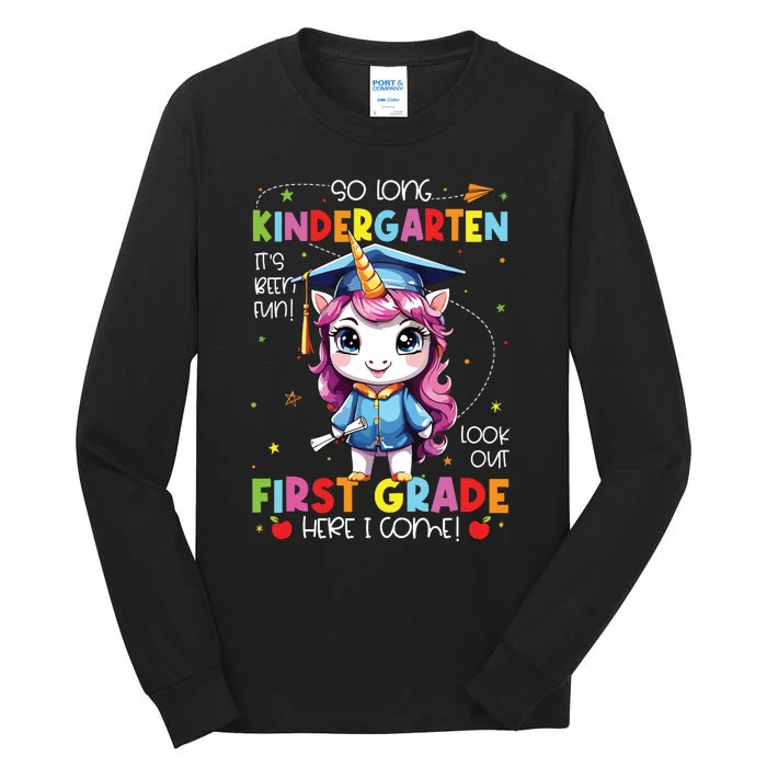 Unicorn So Long Kindergarten Graduation Last Day Of School Tall Long Sleeve T-Shirt