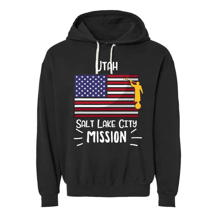 Utah Salt Lake City Mormon Lds Mission Missionary Garment-Dyed Fleece Hoodie