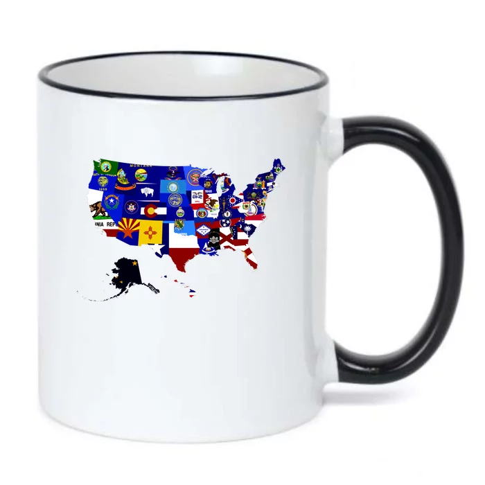 United States Map With Embeded Flags Black Color Changing Mug