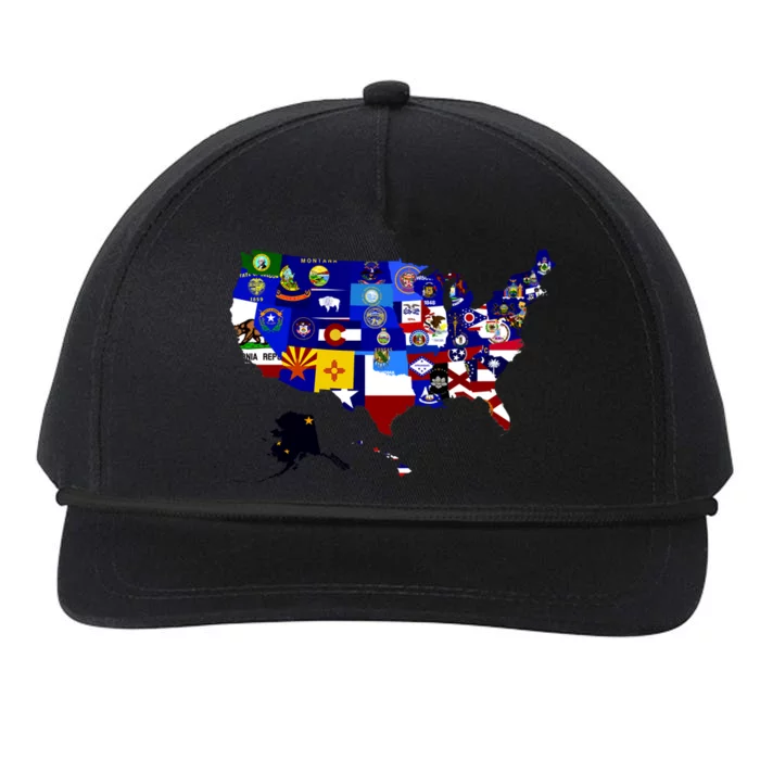 United States Map With Embeded Flags Snapback Five-Panel Rope Hat