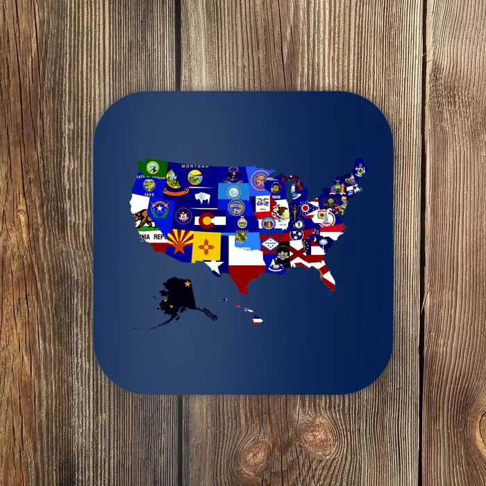 United States Map With Embeded Flags Coaster