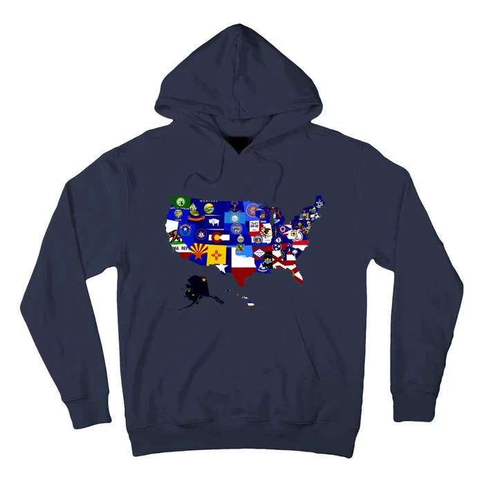 United States Map With Embeded Flags Tall Hoodie