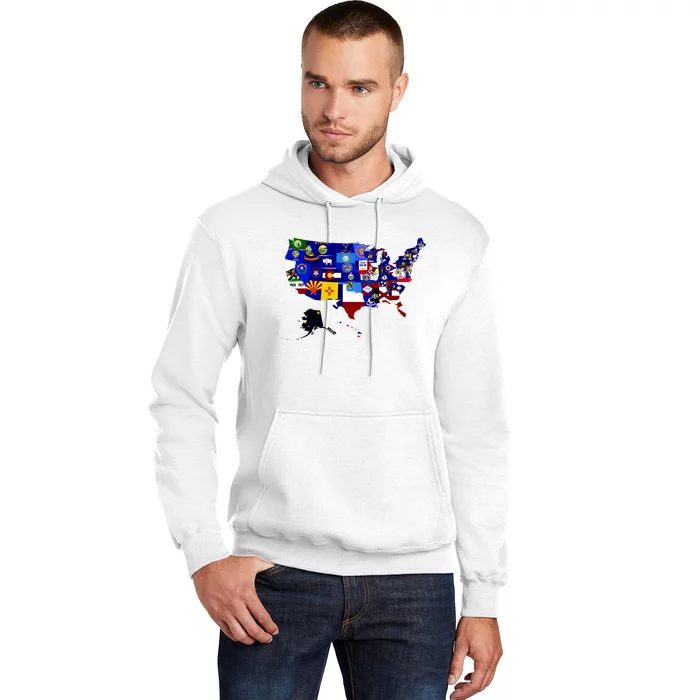 United States Map With Embeded Flags Hoodie