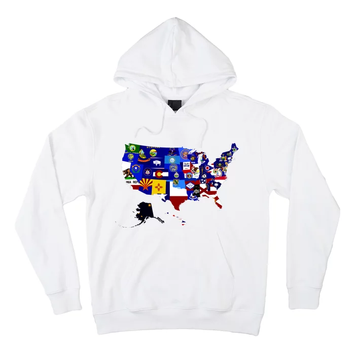 United States Map With Embeded Flags Hoodie