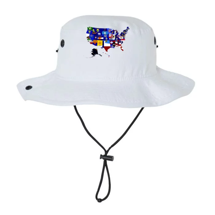 United States Map With Embeded Flags Legacy Cool Fit Booney Bucket Hat