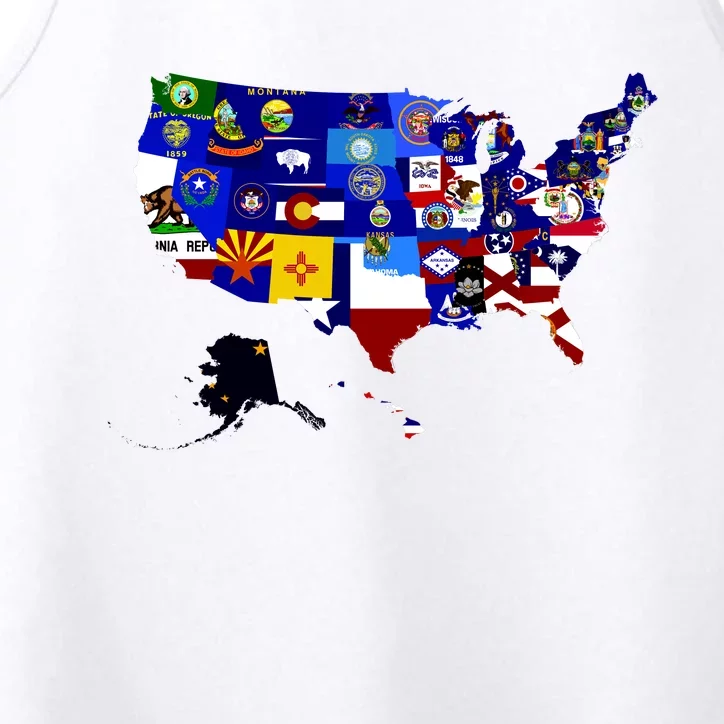 United States Map With Embeded Flags Performance Tank