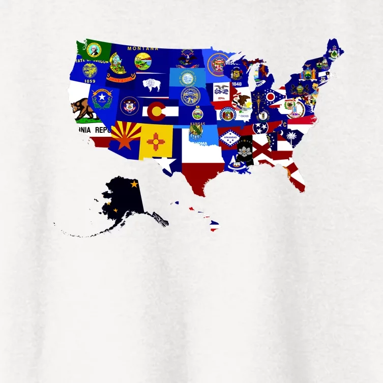 United States Map With Embeded Flags Women's Crop Top Tee