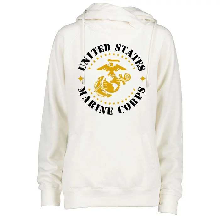 United States Marine Corps Logo Womens Funnel Neck Pullover Hood