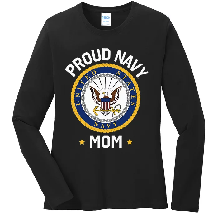 United States Mothers Day Proud Mom Eagle Emblem Ladies Long Sleeve Shirt