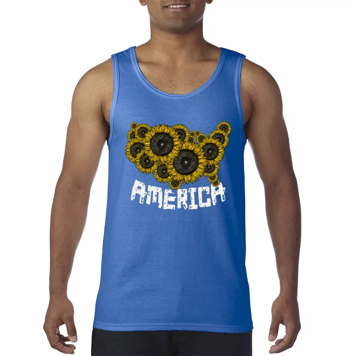 United States Map Sunflowers Cute Gift Farmer Gift Sunflower America Funny Gift Tank Top