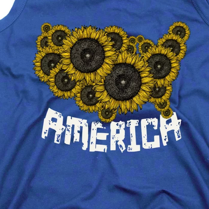 United States Map Sunflowers Cute Gift Farmer Gift Sunflower America Funny Gift Tank Top