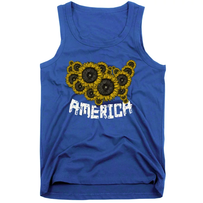 United States Map Sunflowers Cute Gift Farmer Gift Sunflower America Funny Gift Tank Top