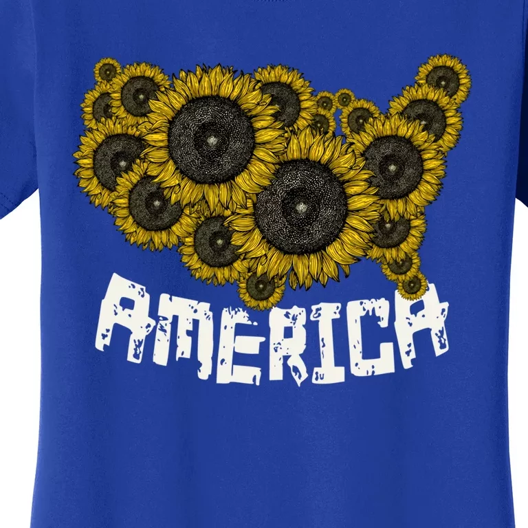 United States Map Sunflowers Cute Gift Farmer Gift Sunflower America Funny Gift Women's T-Shirt