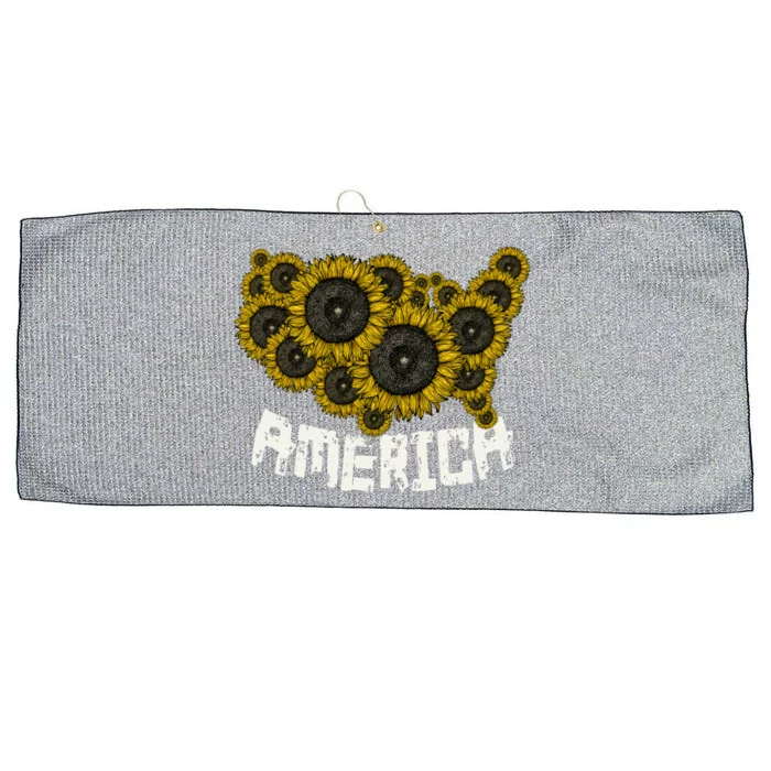 United States Map Sunflowers Cute Gift Farmer Gift Sunflower America Funny Gift Large Microfiber Waffle Golf Towel