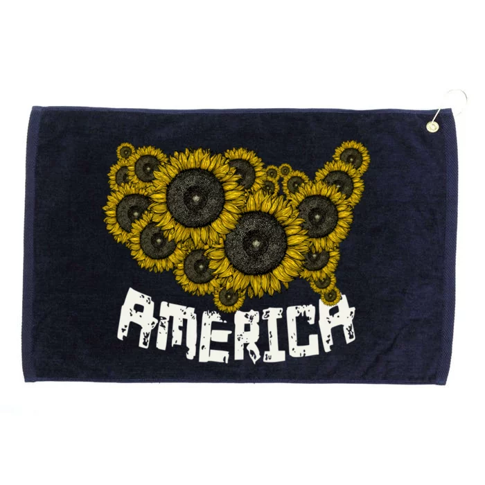 United States Map Sunflowers Cute Gift Farmer Gift Sunflower America Funny Gift Grommeted Golf Towel