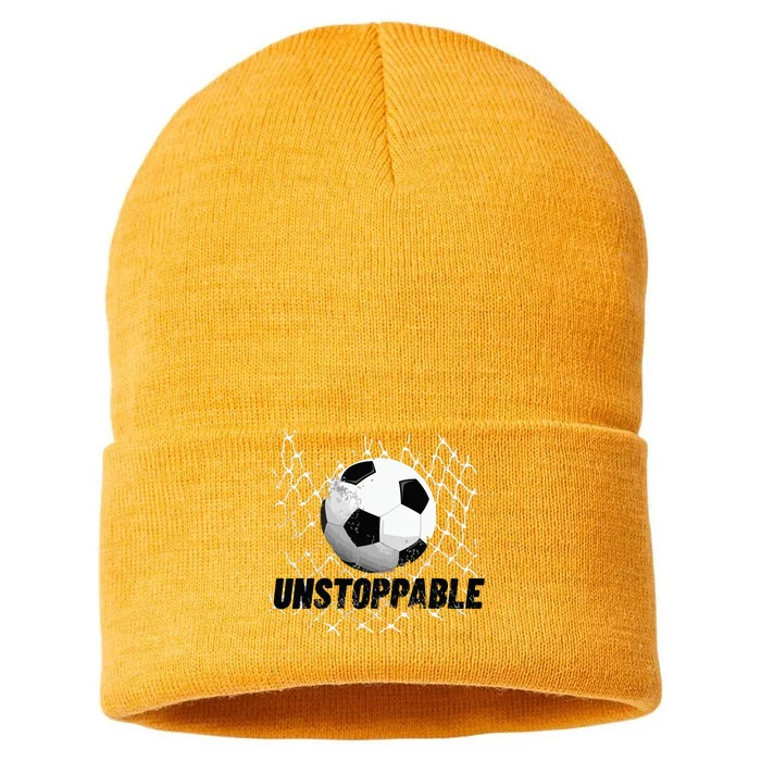 Unstoppable Soccer Motivation For Boy And Girl Sustainable Knit Beanie