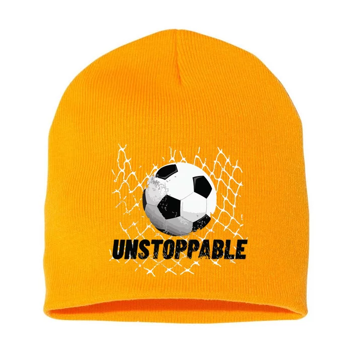 Unstoppable Soccer Motivation For Boy And Girl Short Acrylic Beanie