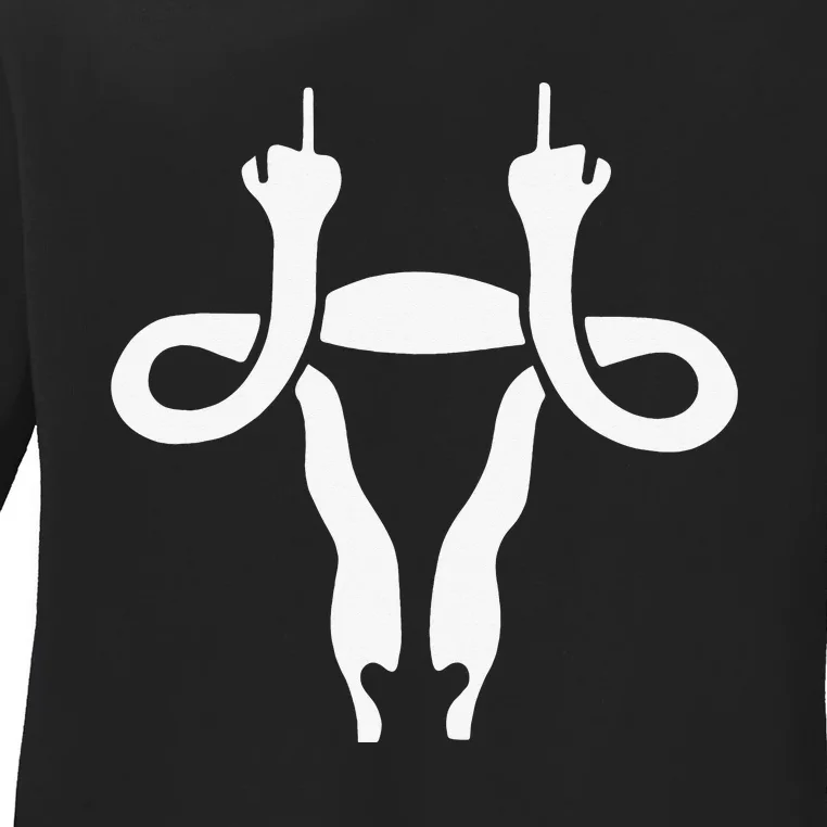 Uterus Shows Middle Finger Feminist Feminism Ladies Long Sleeve Shirt