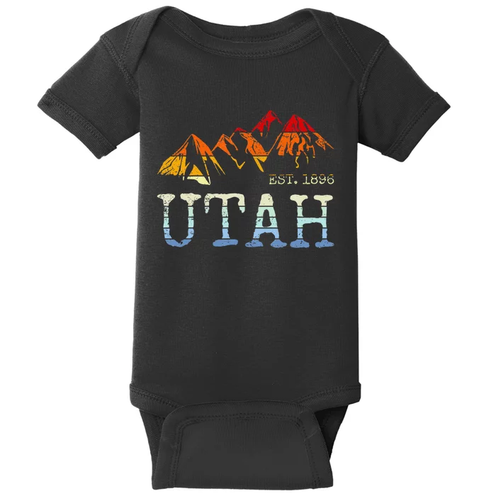 Utah Sunset Mountain Home Est 1896 Cool Hiking Baby Bodysuit