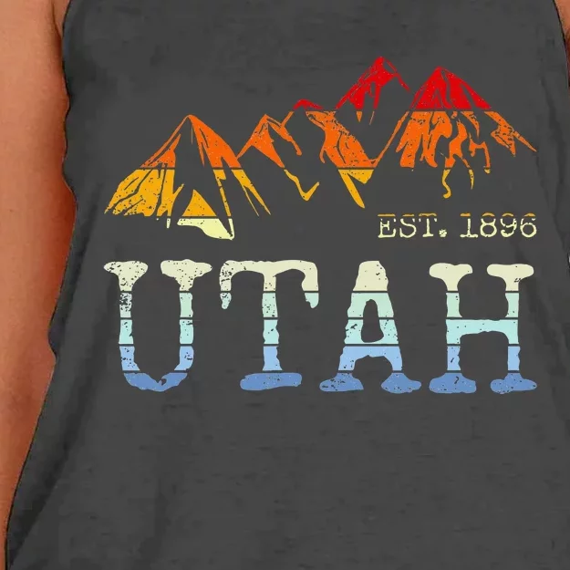 Utah Sunset Mountain Home Est 1896 Cool Hiking Women's Knotted Racerback Tank