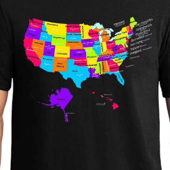 United States Map With States And Capital Cities Pajama Set