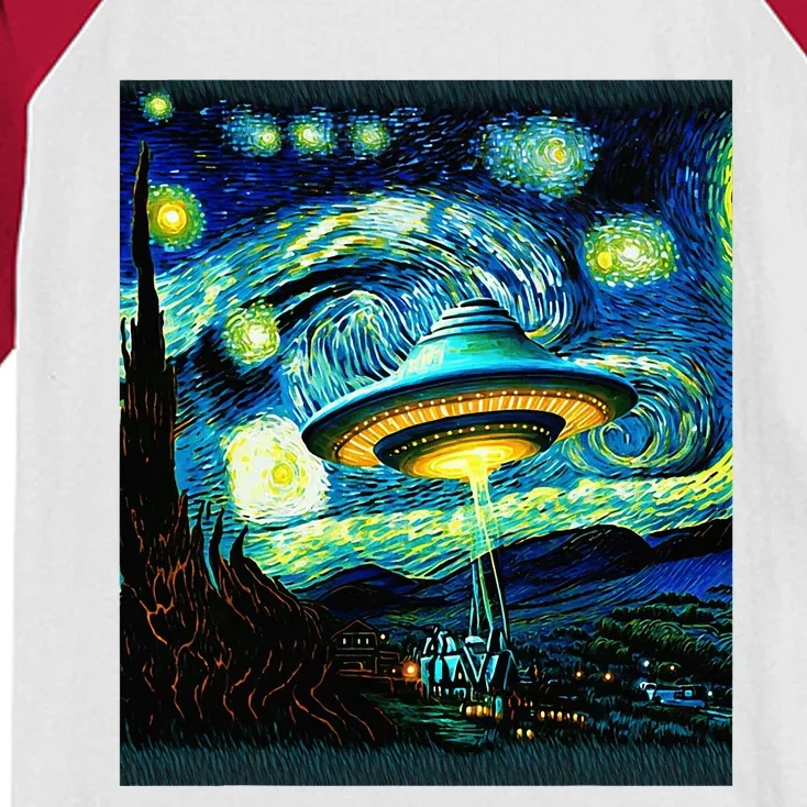 Ufo Starry Night Alien Van Gogh Alien Alien Ufo Lovers Kids Colorblock Raglan Jersey