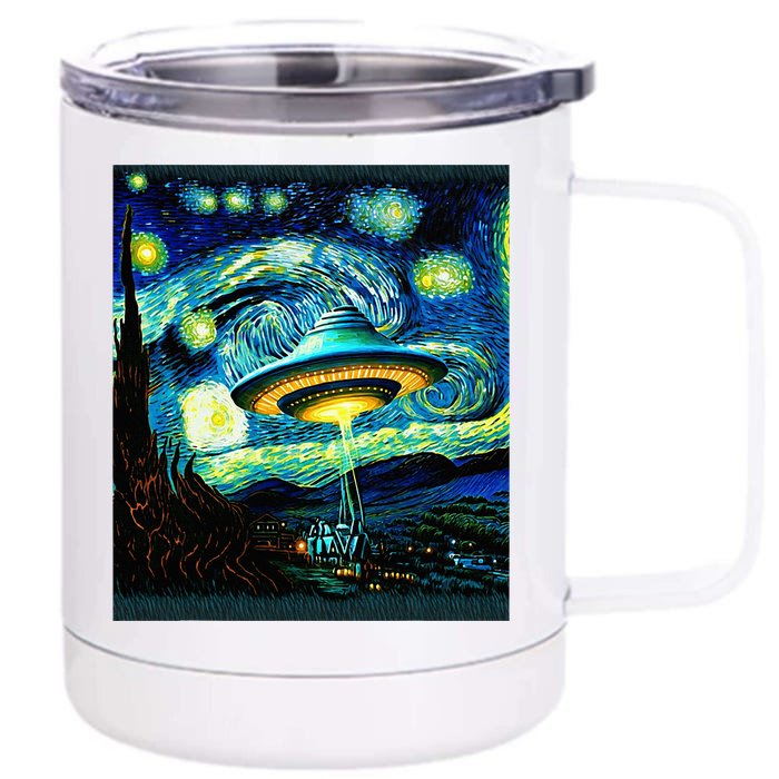 Ufo Starry Night Alien Van Gogh Alien Alien Ufo Lovers Front & Back 12oz Stainless Steel Tumbler Cup