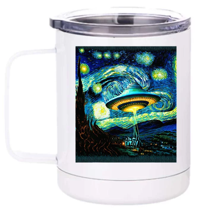 Ufo Starry Night Alien Van Gogh Alien Alien Ufo Lovers Front & Back 12oz Stainless Steel Tumbler Cup